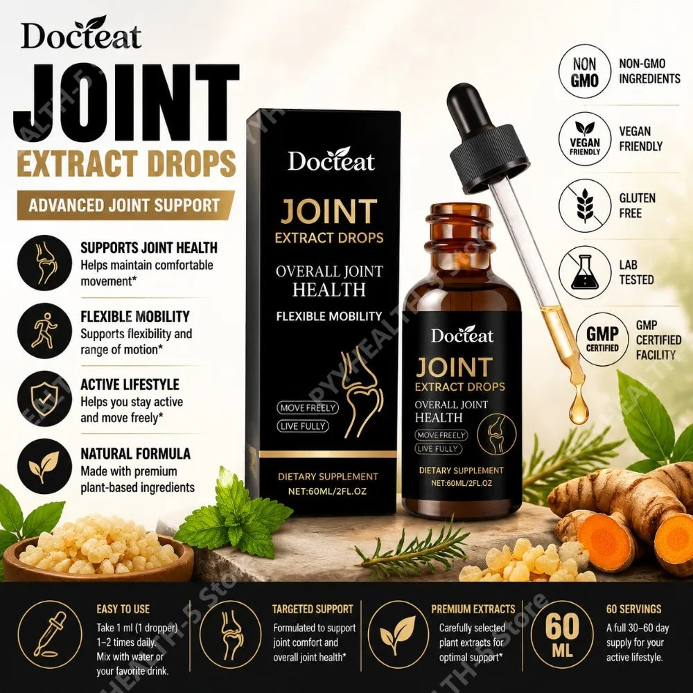 Docteat Joint Health Care Drops with Glucosamine Chondroitin, Bromelain, MSM 30 Servings Enhances Comfort 60ml