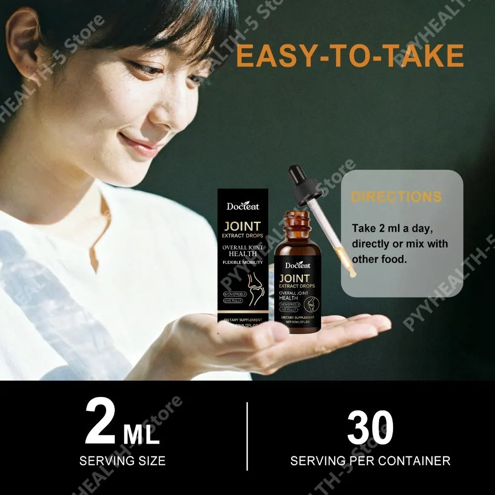 Docteat Joint Health Care Drops with Glucosamine Chondroitin, Bromelain, MSM 30 Servings Enhances Comfort 60ml