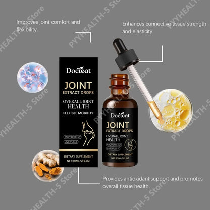 Docteat Joint Health Care Drops with Glucosamine Chondroitin, Bromelain, MSM 30 Servings Enhances Comfort 60ml
