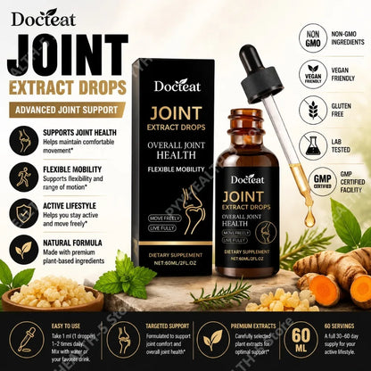 Docteat Joint Health Care Drops with Glucosamine Chondroitin, Bromelain, MSM 30 Servings Enhances Comfort 60ml