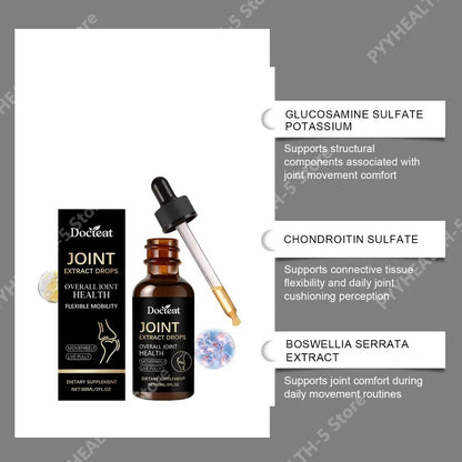 Docteat Joint Health Care Drops with Glucosamine Chondroitin, Bromelain, MSM 30 Servings Enhances Comfort 60ml